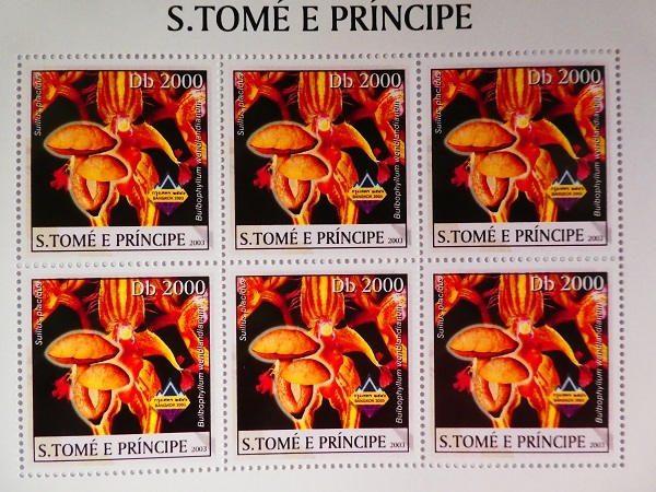 サントメプリンシペ切手『きのこ/花』6枚シート 2003 b拍卖