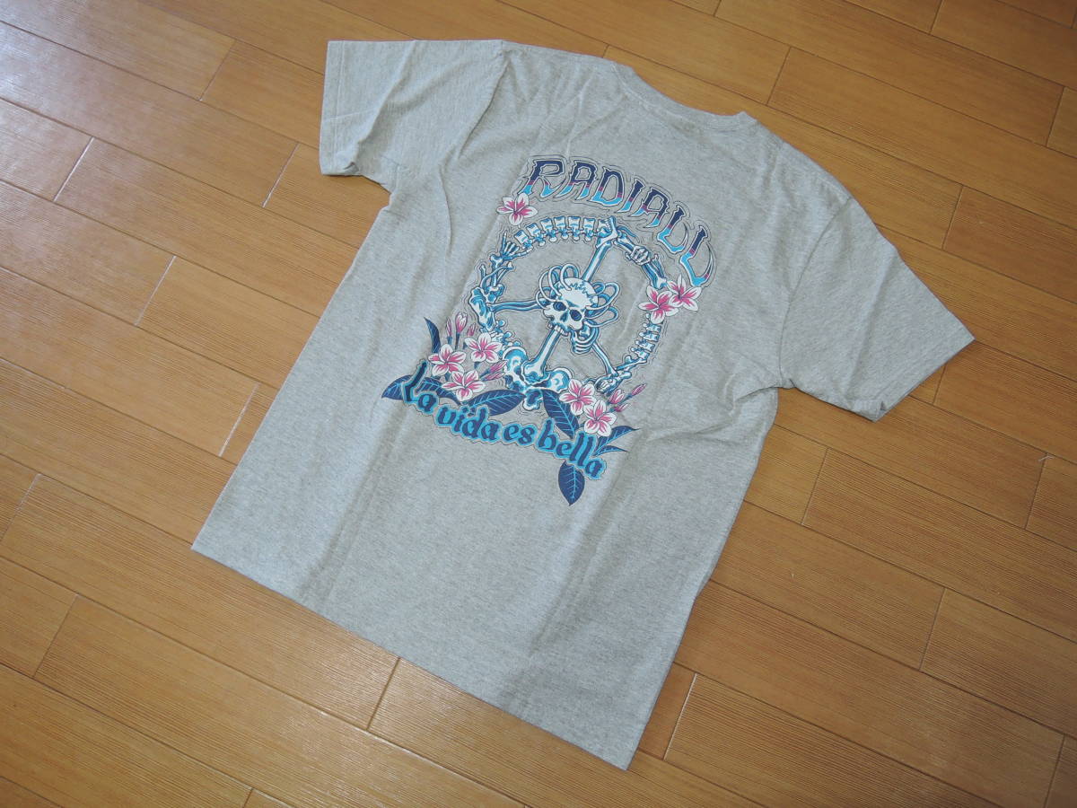 RADIALL ラディアル Tシャツ M 灰 カットソー スカル フラワー / PLUMERIA TEE拍卖