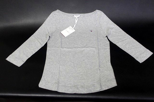 TOMMY HILFIGER トミーヒルフィガー レディース 七分丈Tシャツ グレー サイズXS TESSA BOAT NK TEE★送料310円★拍卖
