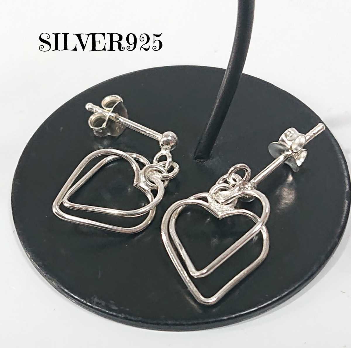 5194 SILVER925 トライアングル ハートピアス シルバー925 ワイヤーワイヤー 極細 ミニ 超軽量 2連 揺れる シンプル 無垢無地 お洒落拍卖