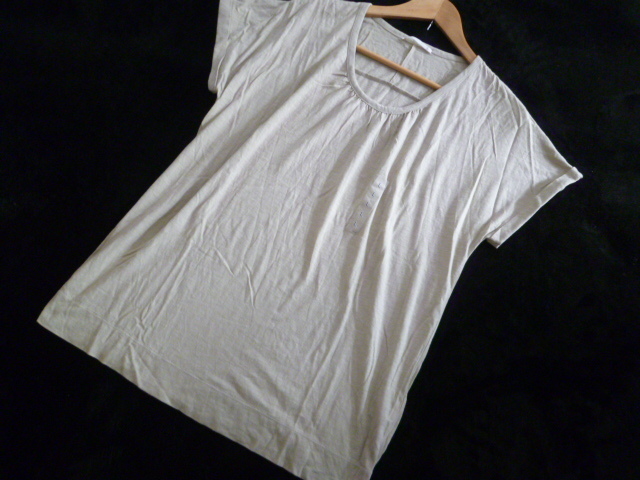 【未使用品】UNIQLO/ユニクロ△ベージュレーヨン袖折り返しデザインゆったりカットソーL/半袖トップス△T615拍卖