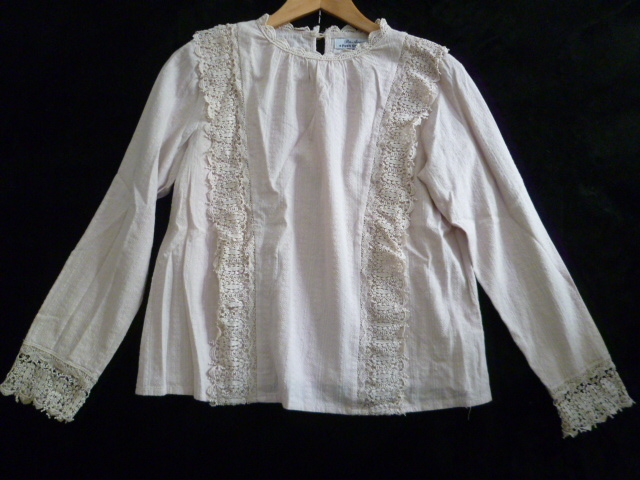 par AVION/パーアビオン△ライトベージュレースフリルデザインブラウスカットソーONE/長袖トップス姫系ゴシック系ゴスロリ系△T615拍卖