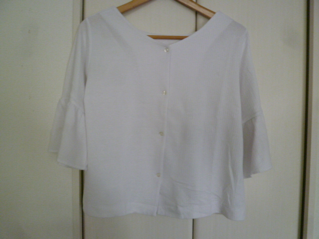 LEPSIM/レプシム△白前開きボタンベル袖カーディガンカットソーM/ホワイト半袖トップス△T615拍卖