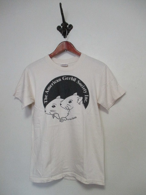 Hanes ヘインズ ベージュねずみプリントTシャツ(USED)52721②)拍卖