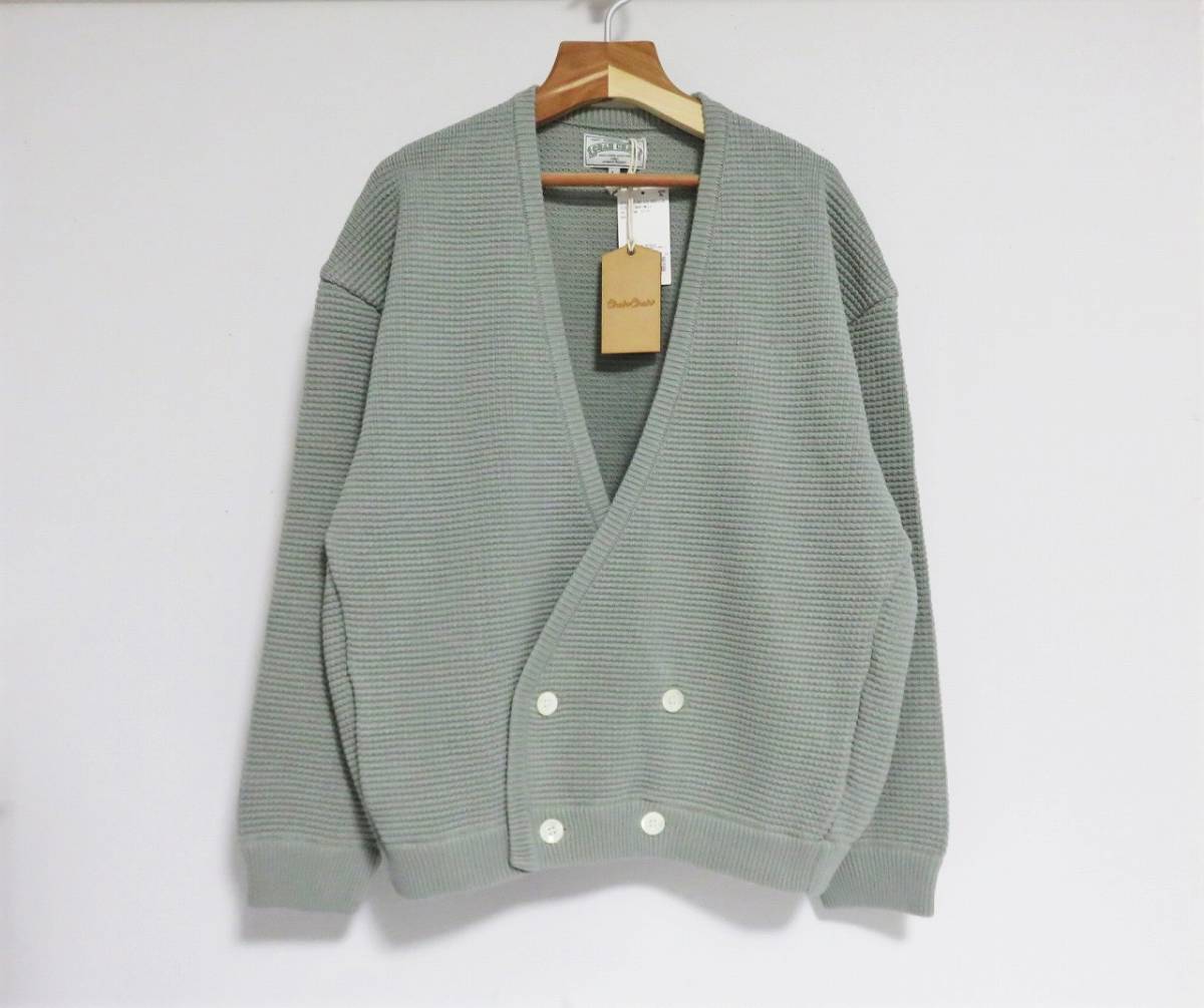 送料無料 定価30800円 新品 CHAHCHAH ワッフル ダブル カーディガン L 日本製 チャーチャー セージ グリーン拍卖