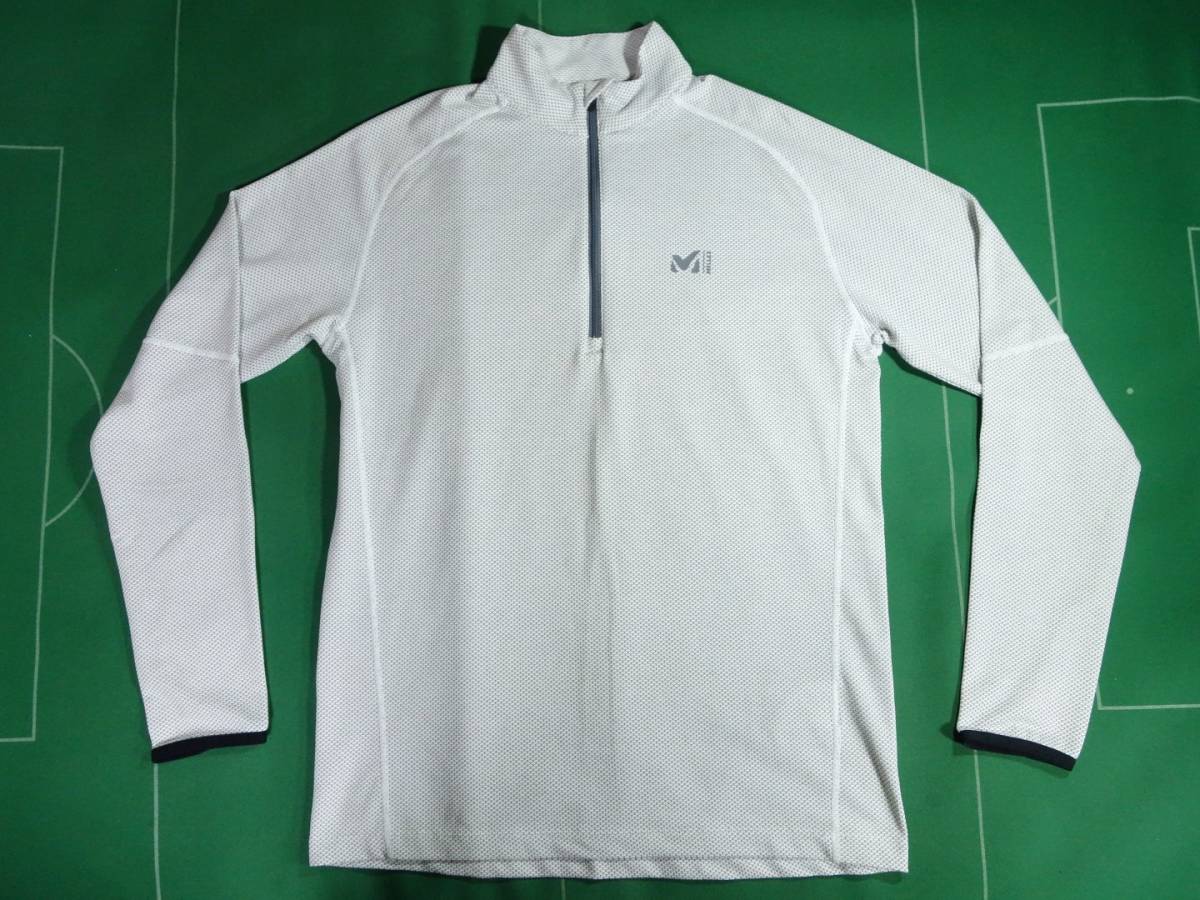 ▲ミレーMILLET 吸汗高速乾 ポーラテックデルタ素材 ハーフジップ ジャマン デルタ ジップ LS シルバー JP-S 美品!!!▲拍卖