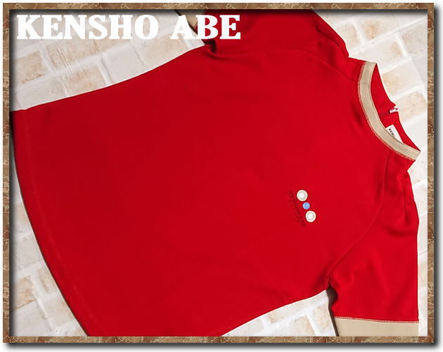 美品!!☆KENSHO ABE ケンショウアベ 刺繍入り半袖カットソー 赤☆拍卖