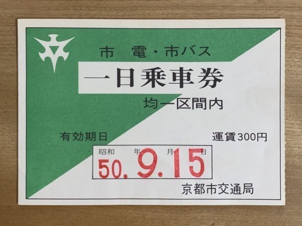 切符 京都市電・市バス 一日乗車券 昭和50年拍卖