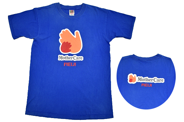 Y-1771★送料無料★激レア 外部非売品★Mother Care MEIJI 明治 宅配 デリバリースタッフ★ ブルー青色 両面プリント 半袖 T-シャツ L拍卖