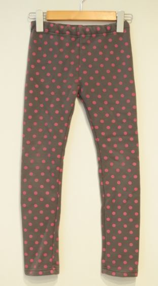 メーカー不明 スパッツ レギンス 子供服 130サイズ 裏起毛 グレーxピンク ドット柄 秋冬 kmgitke a201bf0610拍卖