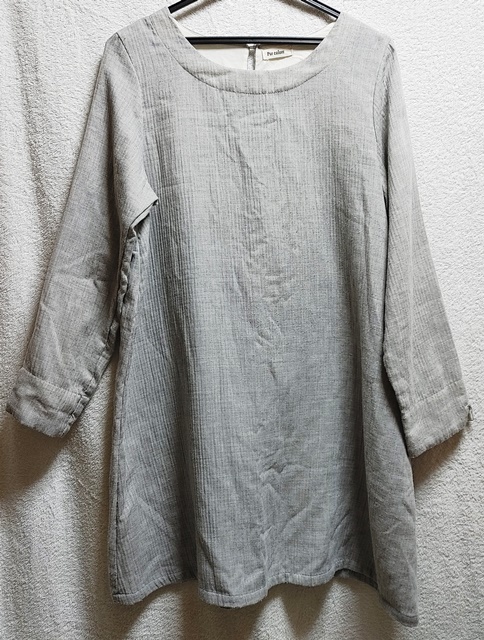 Lサイズ Pur colore 長袖 七分袖 チュニック グレー ゆったりサイズ拍卖