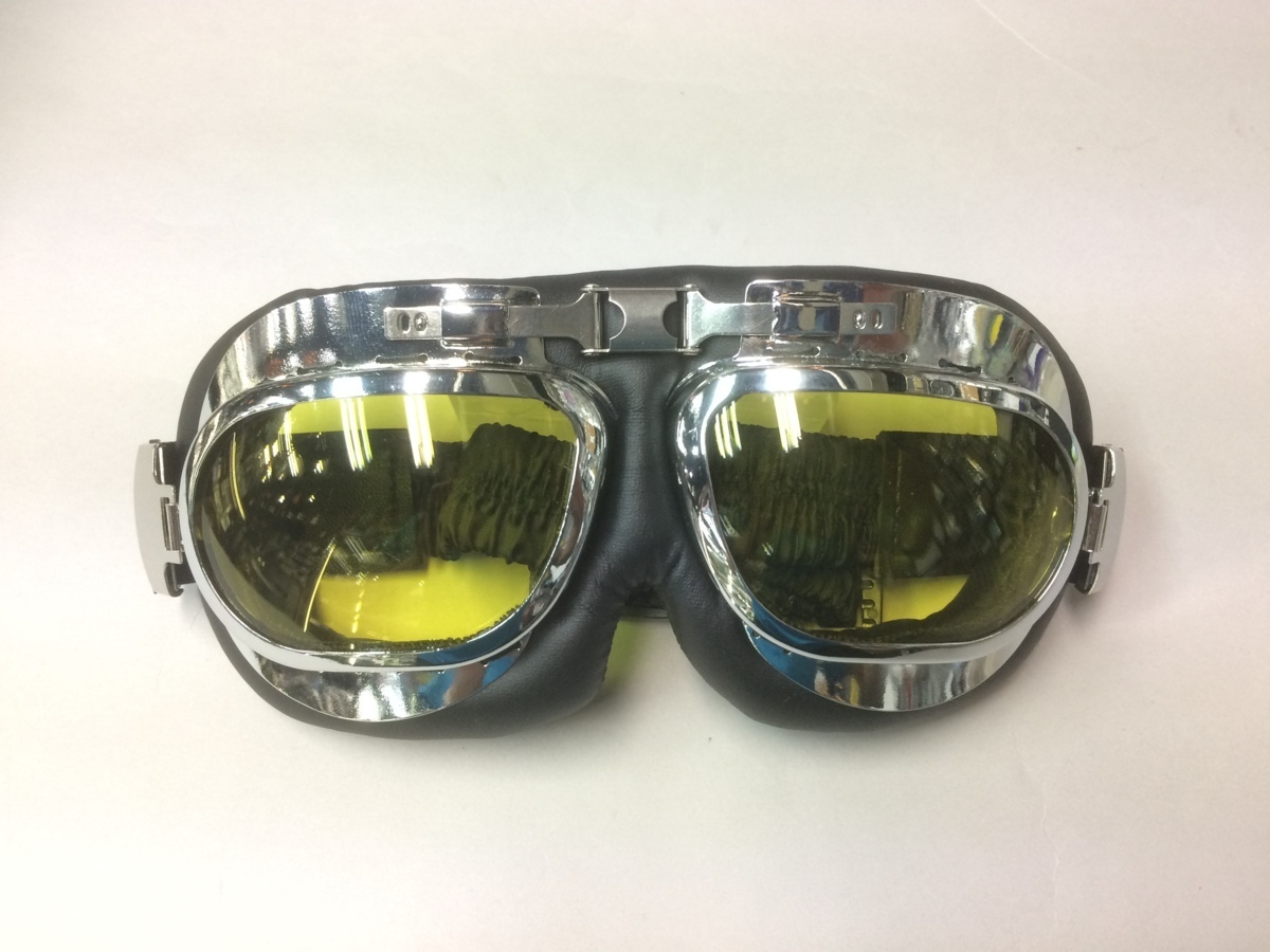 ビンテージゴーグル DX-12 ブラック/クロームフレーム イエローレンズ拍卖