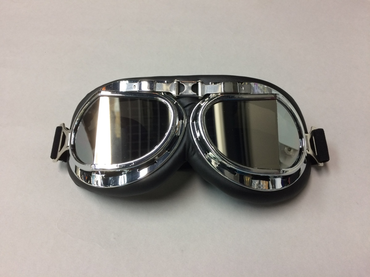 ビンテージスタイル ファッションゴーグル 008 ブラック/クロームフレーム シルバーミラーレンズ拍卖