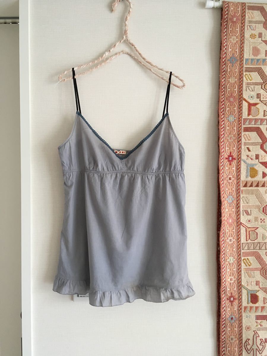 マルニ コットン キャミソール グレー ブルー レース ブルーグレー トップス インナー MARNI ☆拍卖