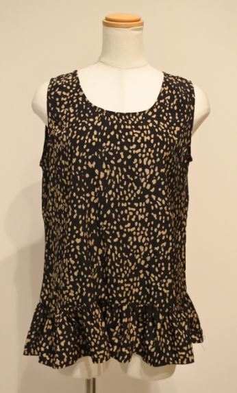 titivate ティティベイト ① ブラウス ノースリーブ Fサイズ フリル ブラックxベージュ j a201h0610拍卖