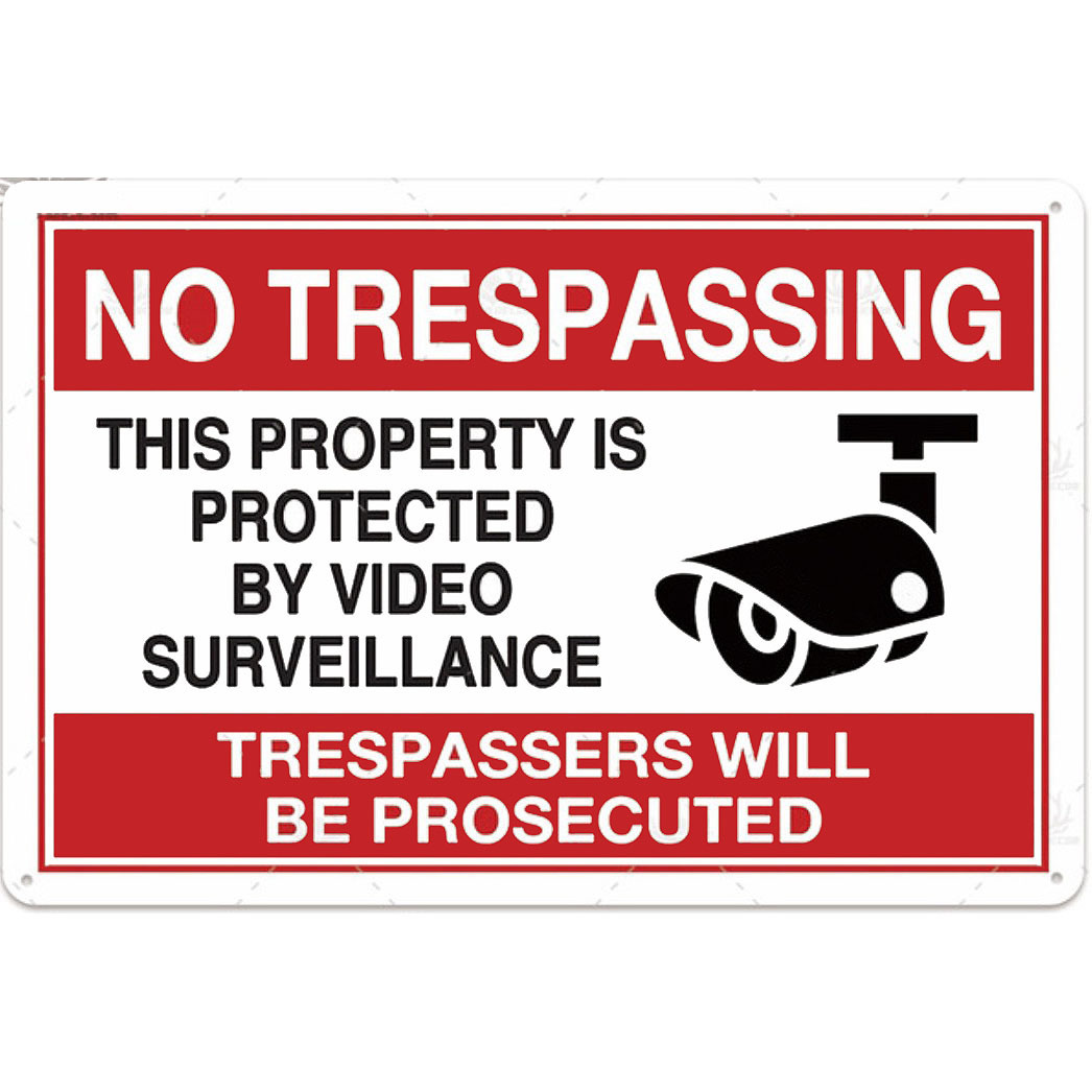 A2466 メタル サイン ブリキ 看板 金属 製 プレート 店 警告 注意 防犯 カメラ 録画 中 24時間 ビデオ 監視 侵入 禁止【0005拍卖