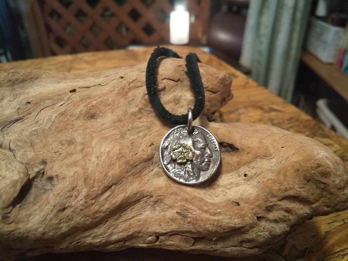 アメリカ硬貨,オールドコイン,5セント,インディアン,ネイティブ,ローズメタル,ネックレス,鹿紐付拍卖