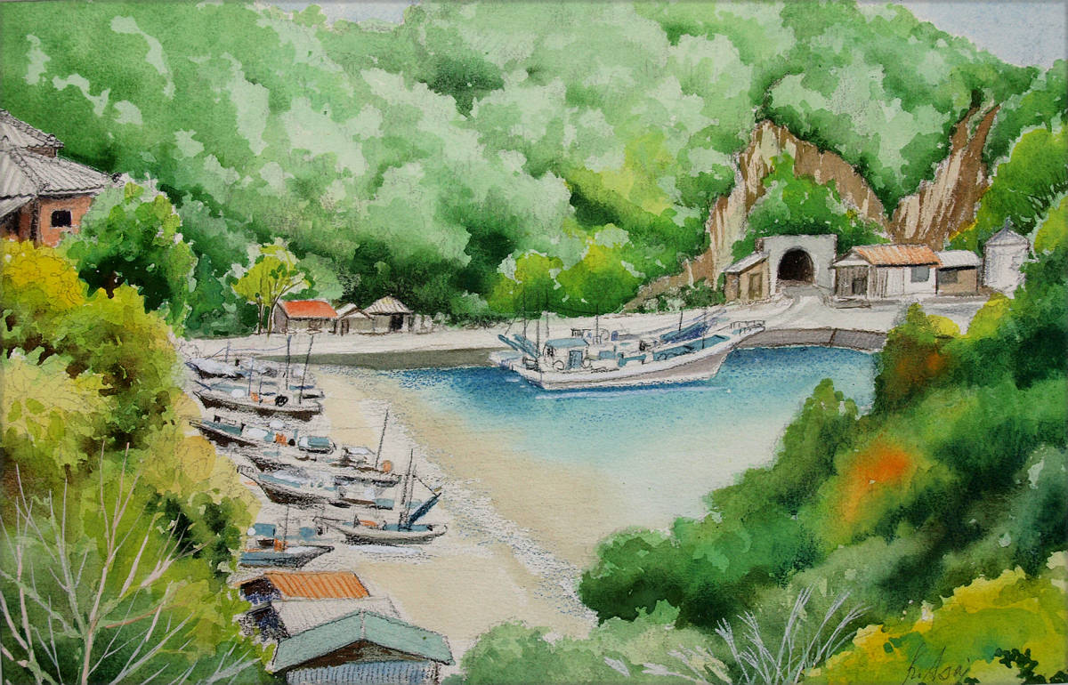 【絵画】「静かな漁港」 水彩画拍卖