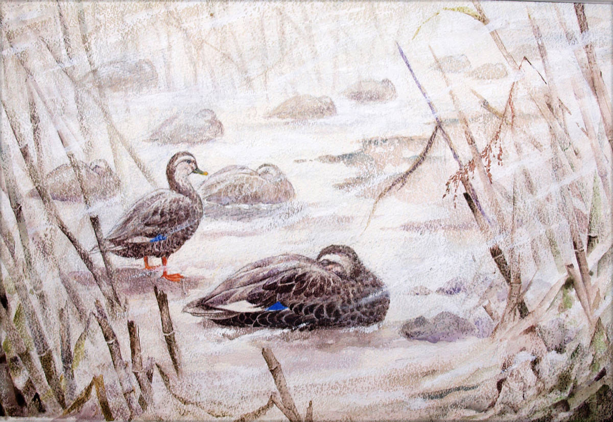 【絵画】「凍てつく朝」 水彩画 真作拍卖