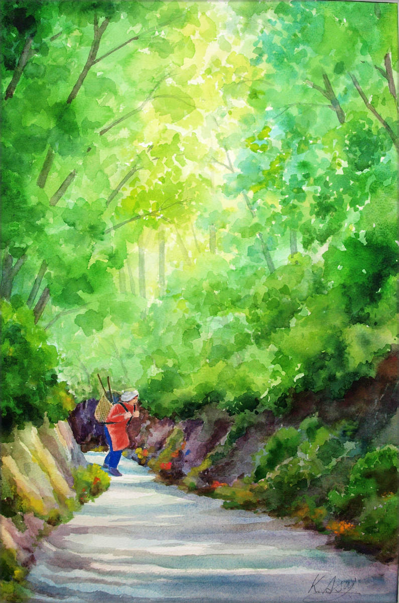 【絵画】「蝉時雨」 水彩画 真作拍卖