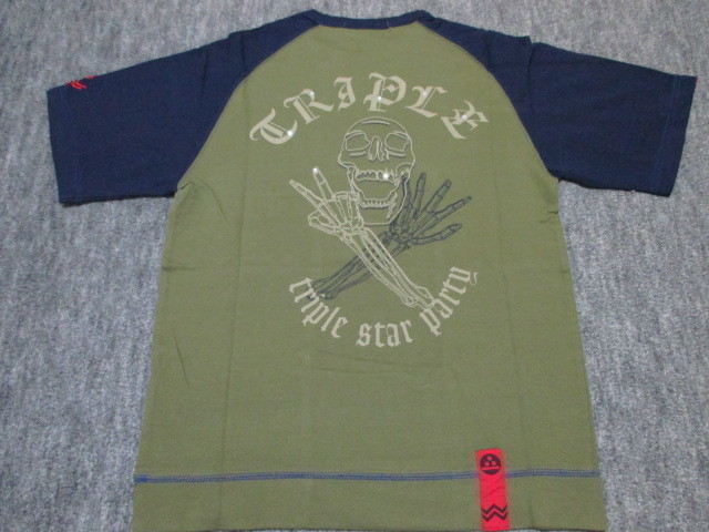 参丸一★T.S.P トリプルスターパーティー★Tシャツ S メンズ レディース 子供/キッズ 未使用 新品 カーキ 半袖 サンマルイチ ドクロ拍卖