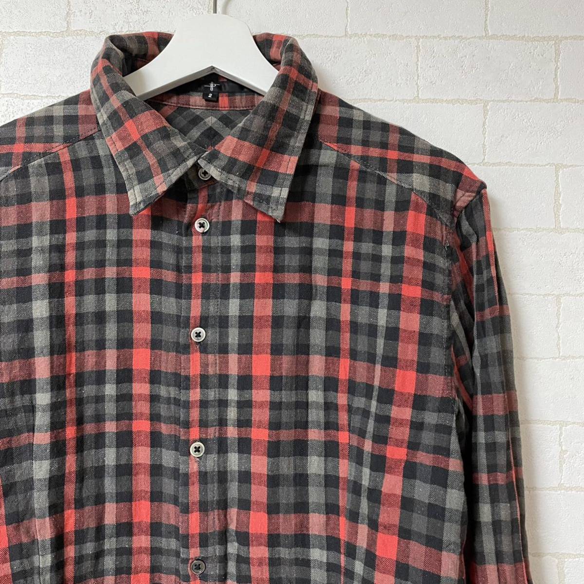 NO ID ノーアイディー チェック ネルシャツ 長袖シャツ size2拍卖