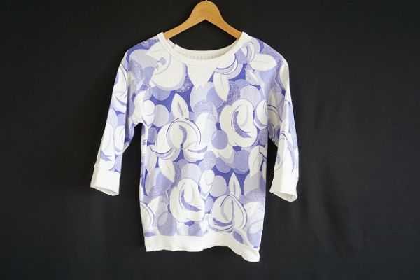 【即決】KARENWALKER カレンウォーカー 7分丈 トレーナー ラグラン 白ベース/柄 サイズUK8 ニュージーランド製【669434】拍卖