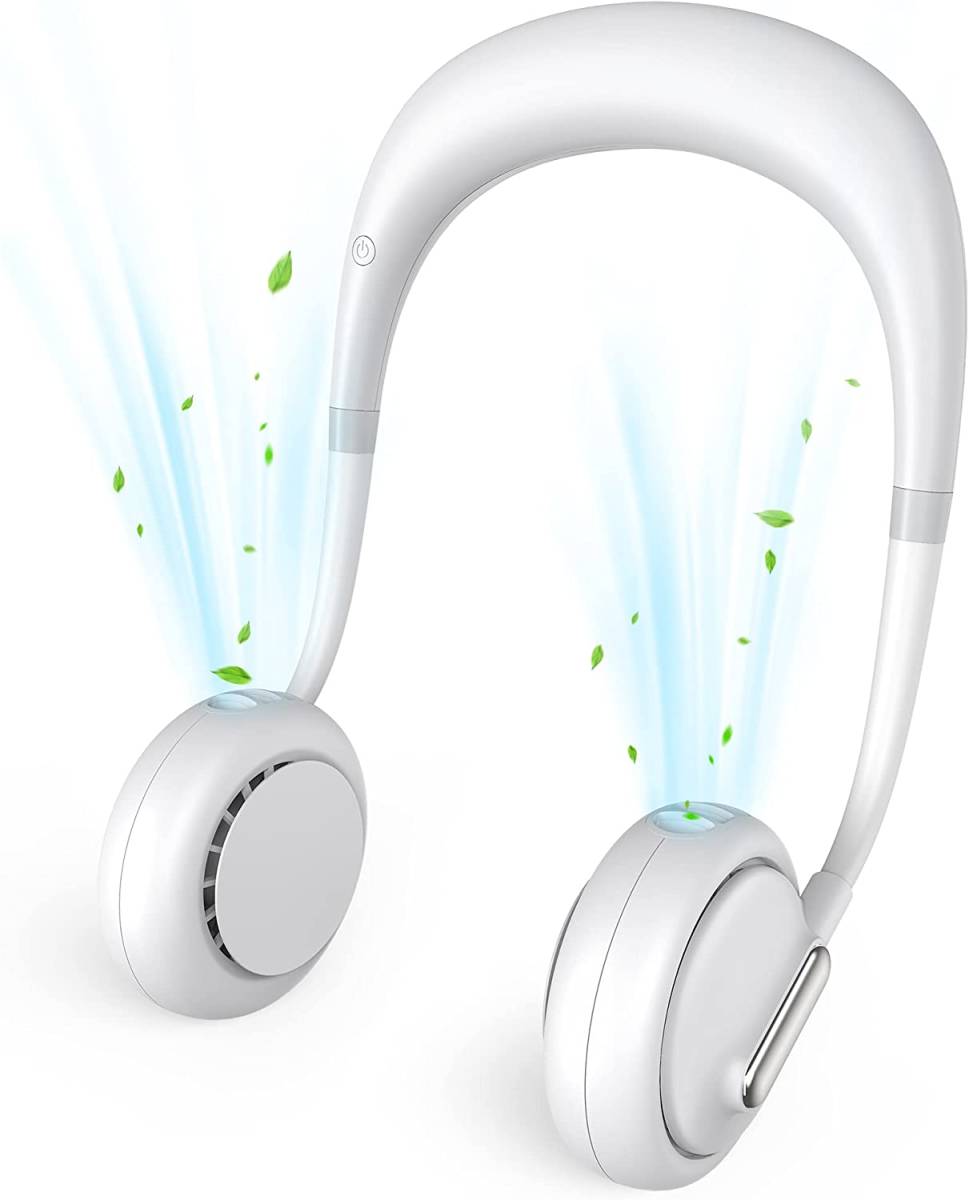 新品未使用送料無料首掛け扇風機 ネッククーラー 4800mAh超大容量 360°角度調整 携帯扇風機 Type-C充電ケーブル付き 3段階風量調節拍卖