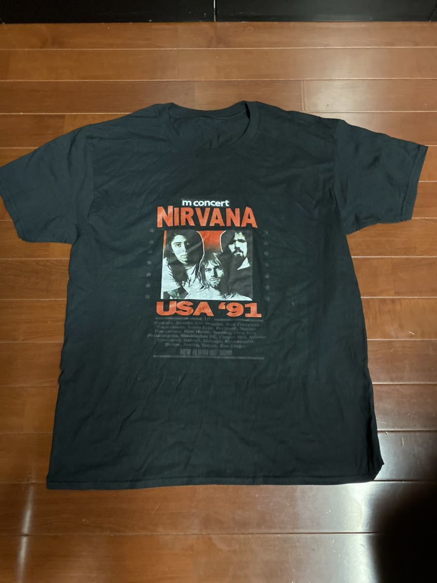 ニルヴァーナ Tシャツ ブラック カートコバーン バンドTシャツ サイズL 拍卖