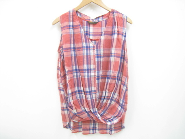 crociera クロチェーラ ノースリーブ チェック カットソー レッド系 フリーサイズ F拍卖