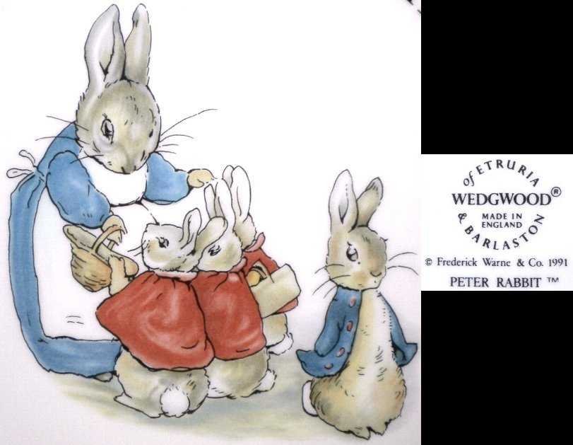 売切 ピーターラビット ウエッジウッド クリスマスプレート1991 イギリス製 纏購入特典有 中古品 箱無 、寸法:φ205×H20mm、磁器製拍卖