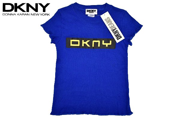 Y-1676★送料無料★新品★DKNY JEANS ダナキャランニューヨークジーンズ★アメリカ USA製 ブルー青色 ロゴプリント 半袖 T-シャツ P/S拍卖