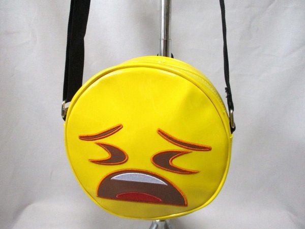 WEGO × emoji/ウィゴー エモジ◇ショルダーバッグ ラウンド フェイス柄 YE PVCエナメル W23cm拍卖
