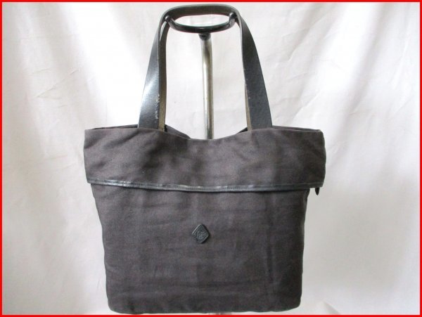 CLEDRAN/クレドラン◇キャンパストートバッグ 本革使い 紐で絞れる BK W43cm拍卖