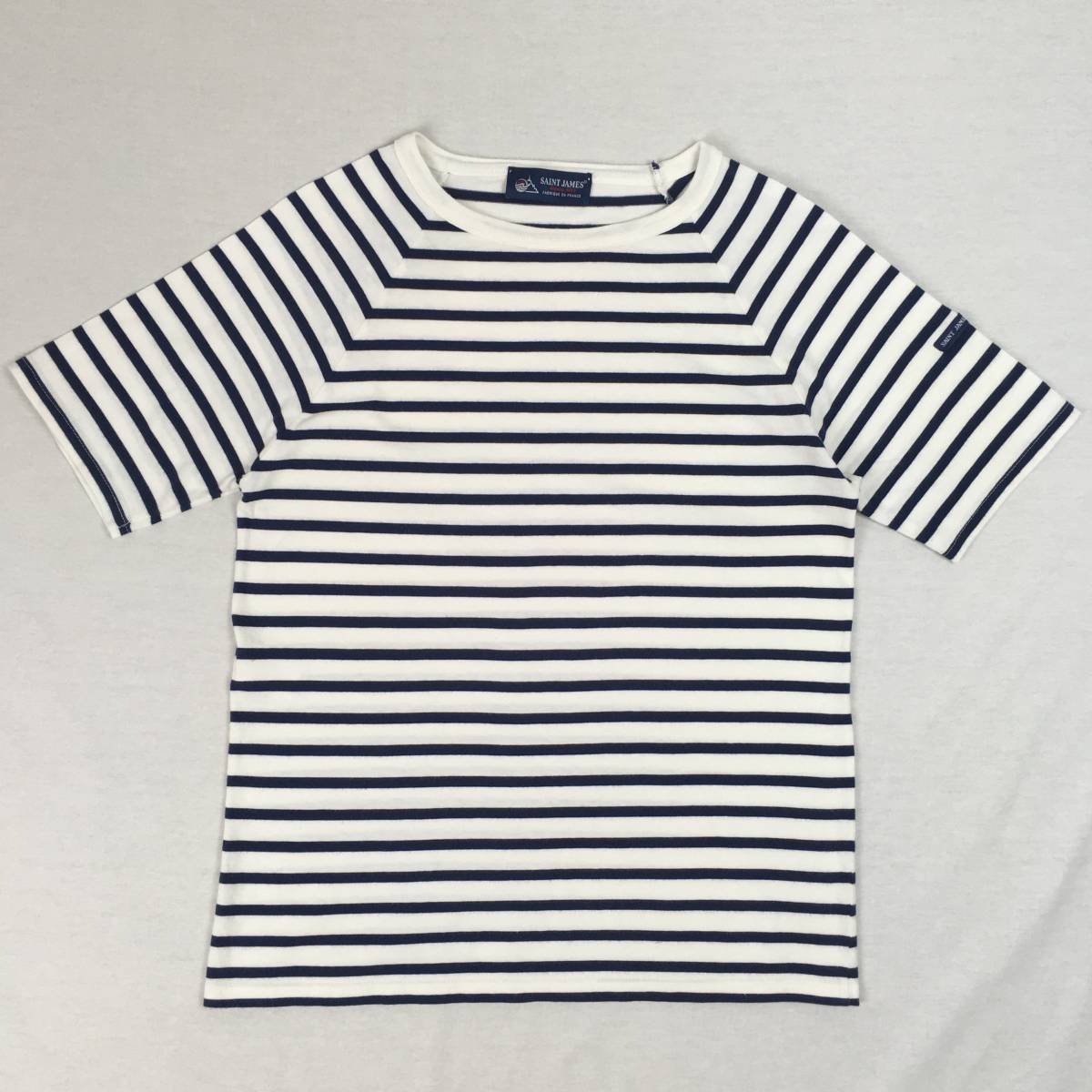 Saint James セントジェームス フランス製 PIRIAC ピリアック ラグラン袖 半袖 サイズ36 ホワイト/ ネイビー ボーダー拍卖
