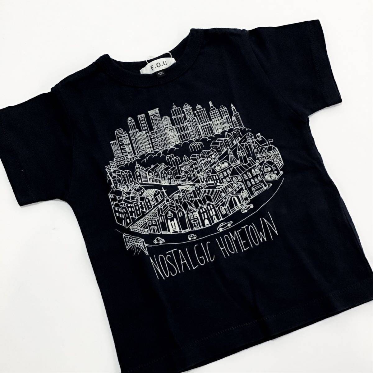 【新品未使用】F.O.U F.Oキッズ 半袖 100cm tシャツ キッズ かわいい イラスト ネイビー 紺 エフオーユー拍卖