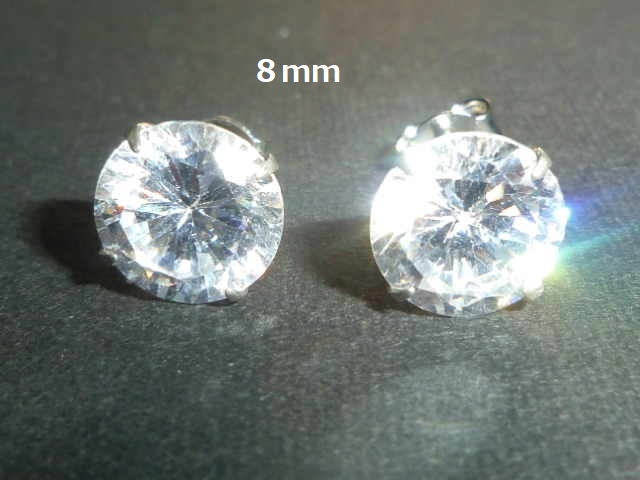 シルバー925 ピアス CZ 8mm拍卖