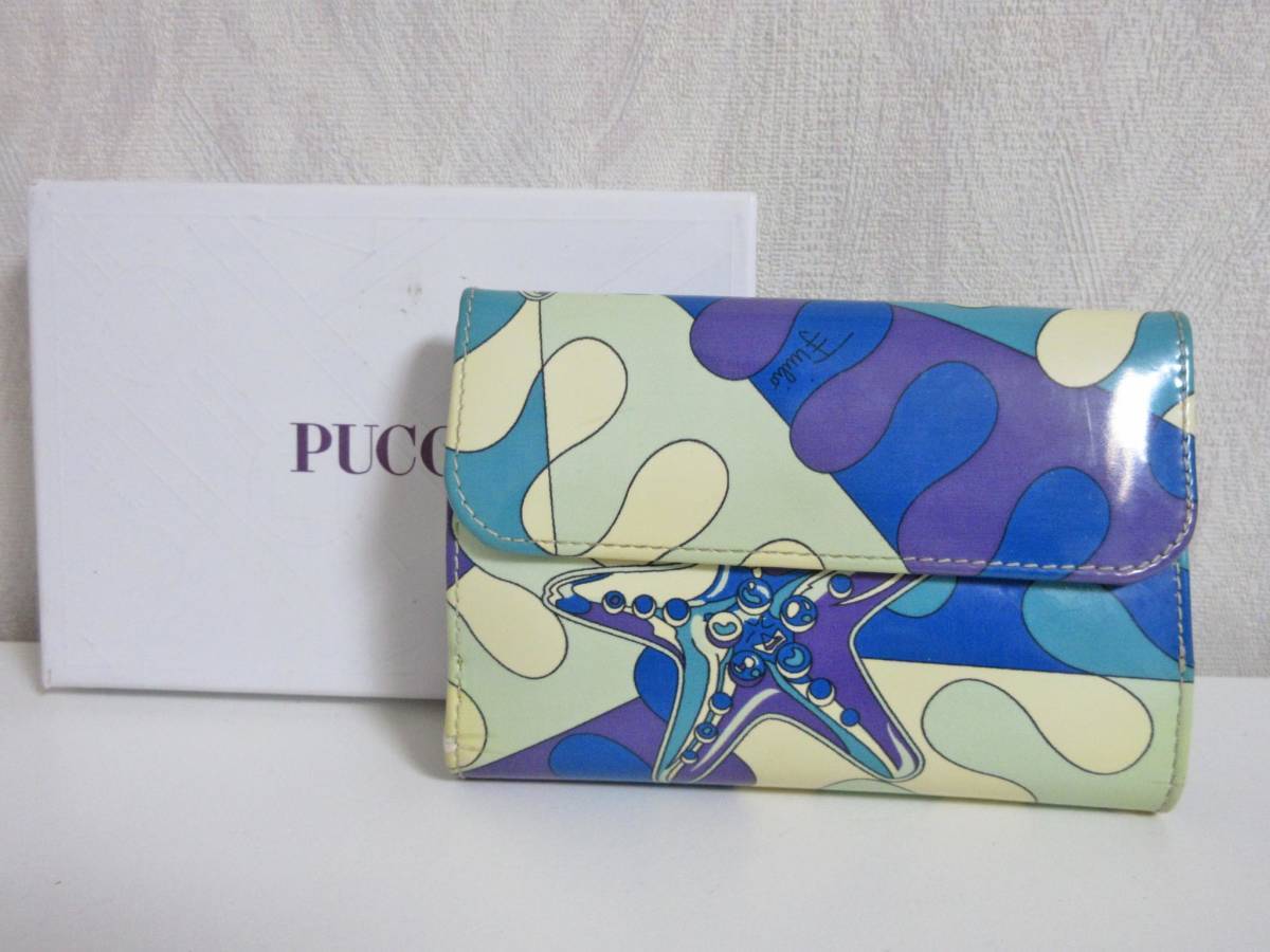 エミリオプッチ EMILIO PUCCI 2つ折り 財布 レザー ブルー系 北2908拍卖