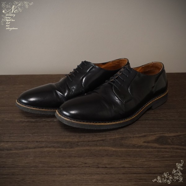 訳あり特価!USED*green label relaxing/グリーンレーベル リラクシング/26.5~27.0相当/レースアッププレーントゥシューズ/ブラック/黒色拍卖