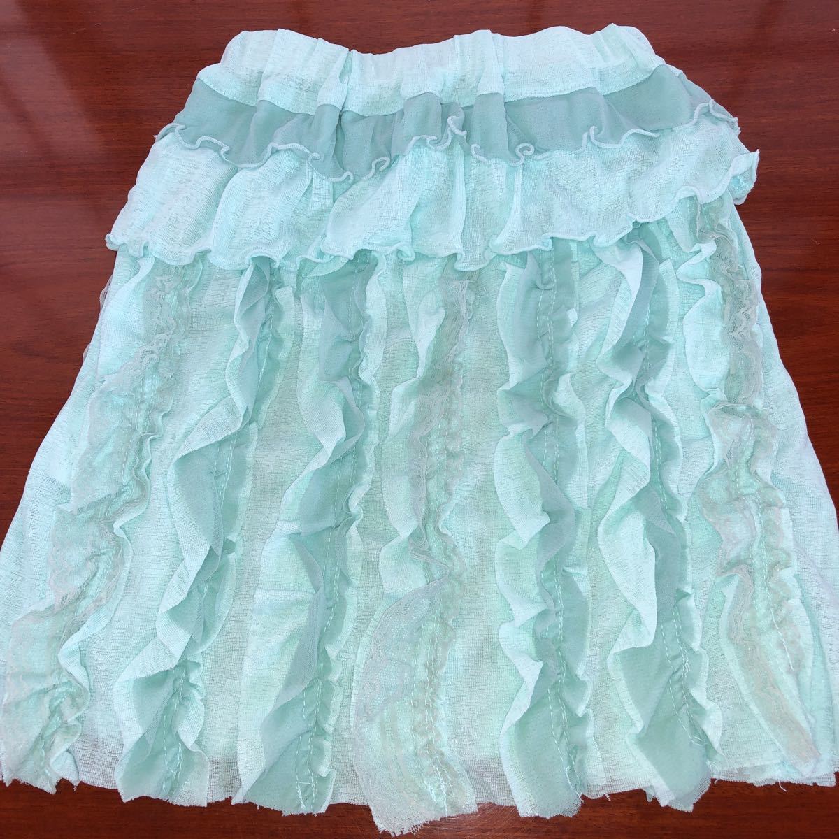 【ブーフーウー/ブーホームズ】ミニスカート レーススカート サイズS 100~110㎝ 中古 水色拍卖