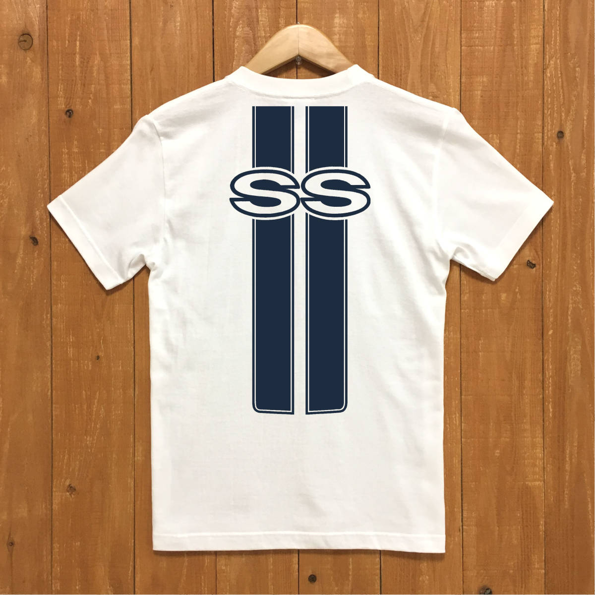 ■ SS Tシャツ■Lサイズ(ホワイトxネイビー) シボレー アメ車 アメリカ CHEVROLET CHEVY SS拍卖