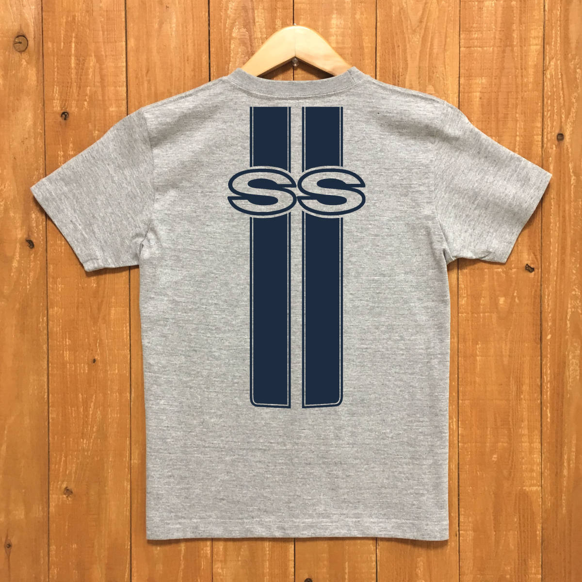 ■ SS Tシャツ■Sサイズ(グレーxネイビー) シボレー アメ車 アメリカ CHEVROLET CHEVY SS拍卖