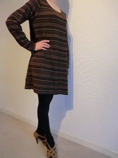 【KCM】yng-44-L★新品未使用★【Ailes】長袖 チュニック L ブラウン レディース拍卖