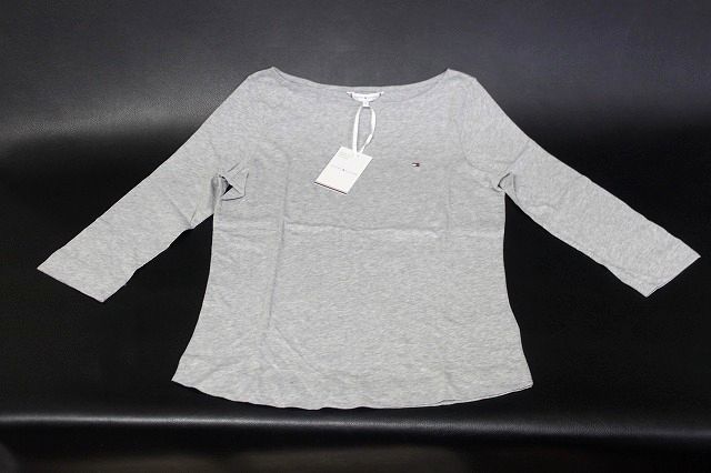 TOMMY HILFIGER トミーヒルフィガー レディース 七分丈Tシャツ グレー サイズS TESSA BOAT NK TEE★送料310円拍卖
