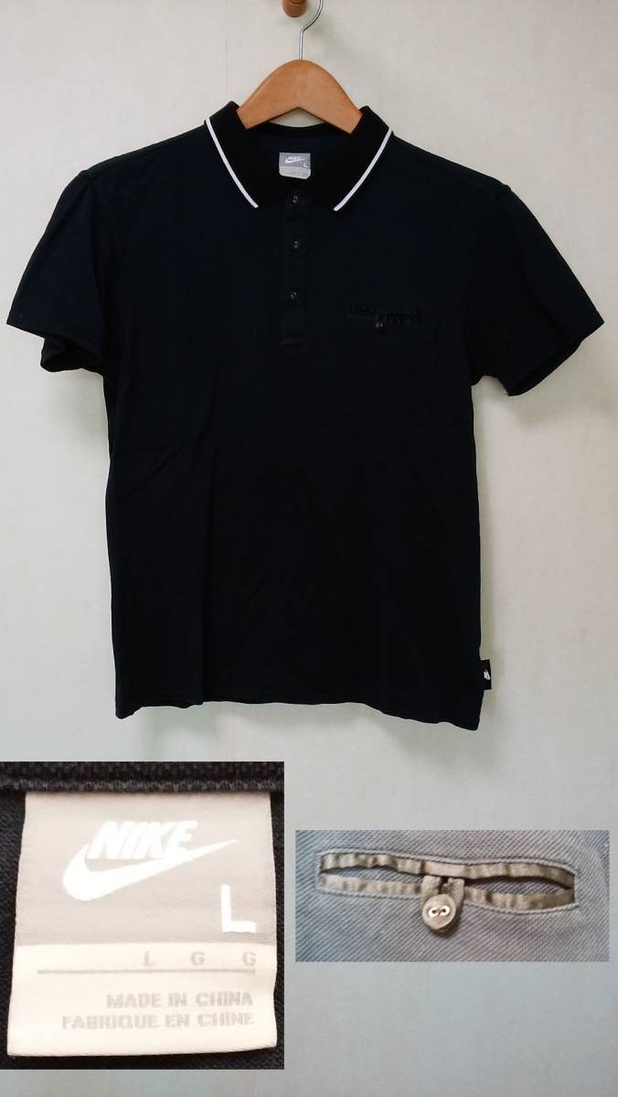 NIKE ポロシャツ L(小さめ) ブラック ナイキ拍卖