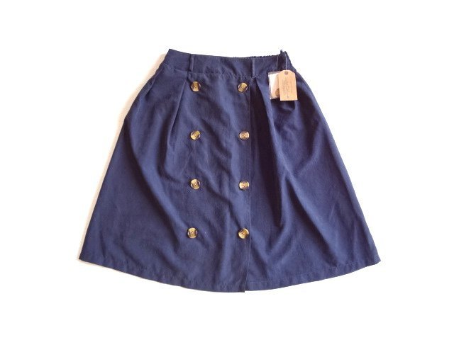 新品 wordtrobe ワードトローブ ボタン使い 紺 膝丈 フレア スカート ネイビー F拍卖