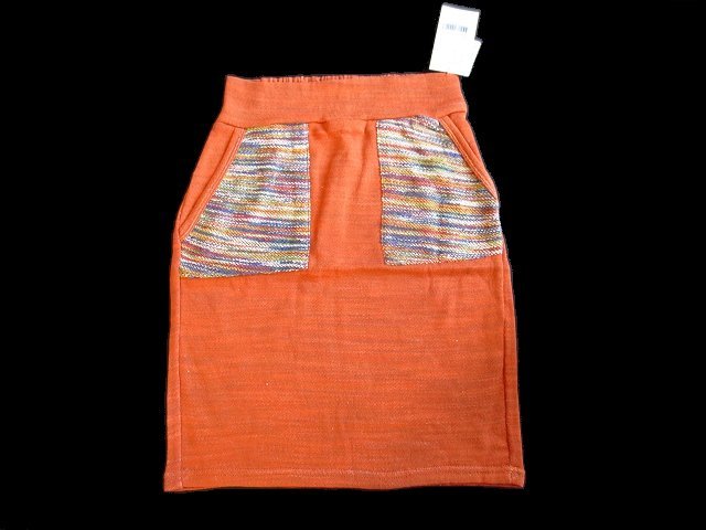 新品 sena parmo スエット エスニック タイト スカート オレンジ ポケット付き 膝丈拍卖
