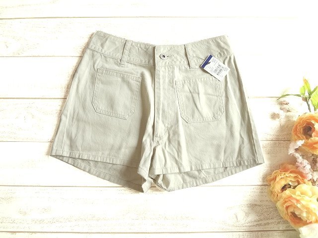 新品 ベージュ ショートパンツ M 無地 ナチュラル シンプル レディース拍卖