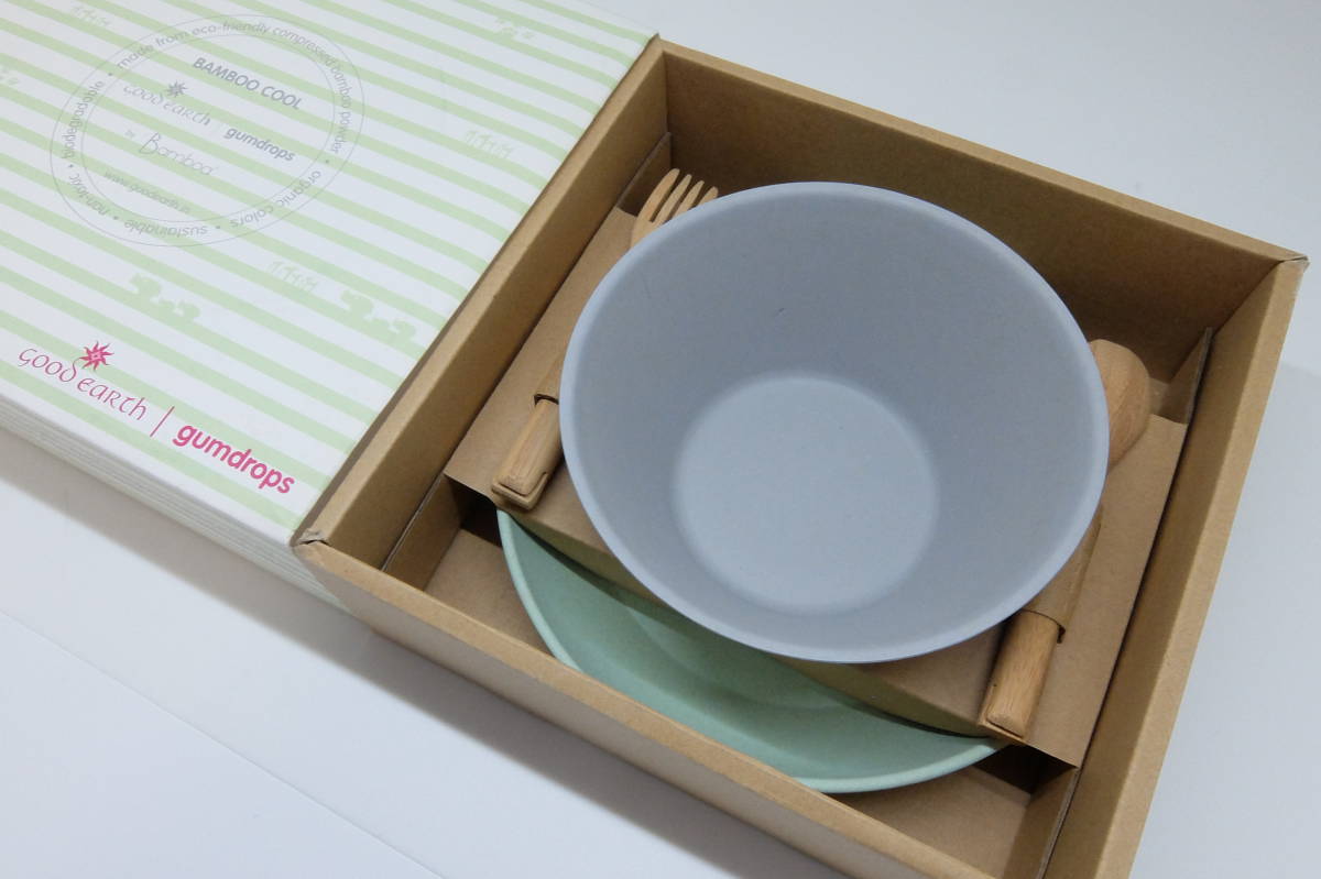 未使用 バンブーファイバー プレート ボウル スプーン フォーク セット オーガニック 無毒 bamboo dinnerware set拍卖
