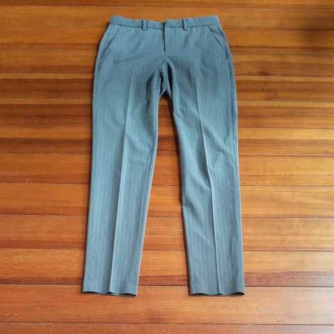 ストライプ ノータック タイトシルエット パンツ センタープレス スラックス拍卖